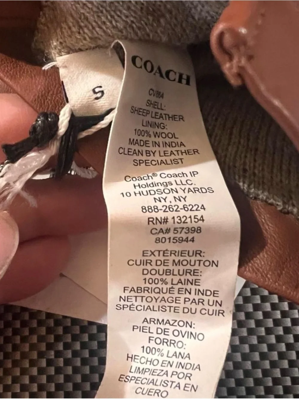 COACH Women Cognac Brown Leather Tech Gloves